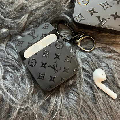 Étui tendance noir pour Airpods (Petit amour)