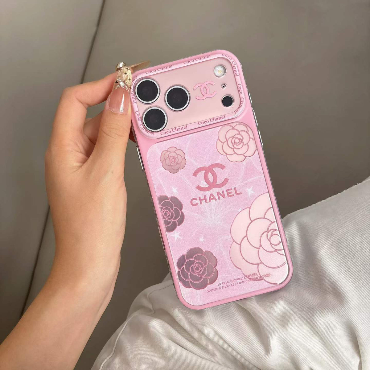 Pink CC Camellia Design Fancy Phone Case