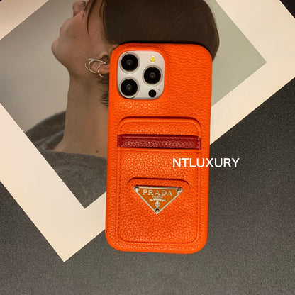 Litchi Pattern Phone Case with Pocket for iPhone