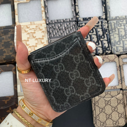 Vintage Floral Case For Z-Flip Series with Pocket (Black Good)