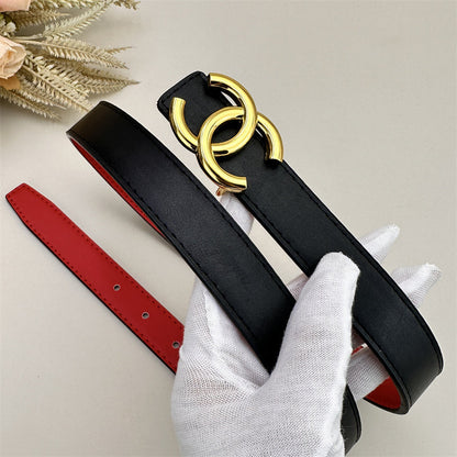 Ceinture en cuir CC pour femme (noir)