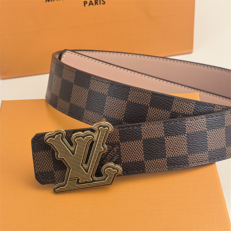 Horizontal Textured Buckle Belt (Brown Latticed)