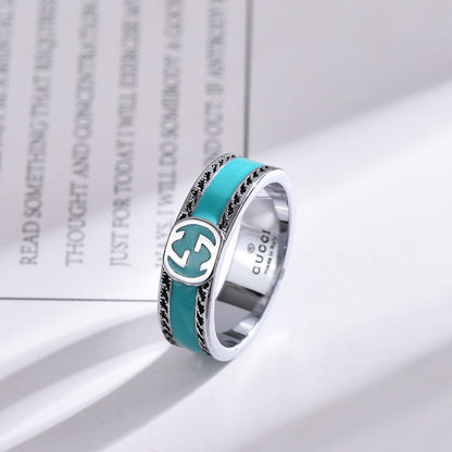 Blauer Emaille-Ring