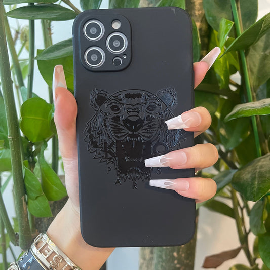 Coque de téléphone noire tendance ( Tigre )