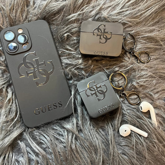 Schwarze, trendige Airpods Hülle (L GU)
