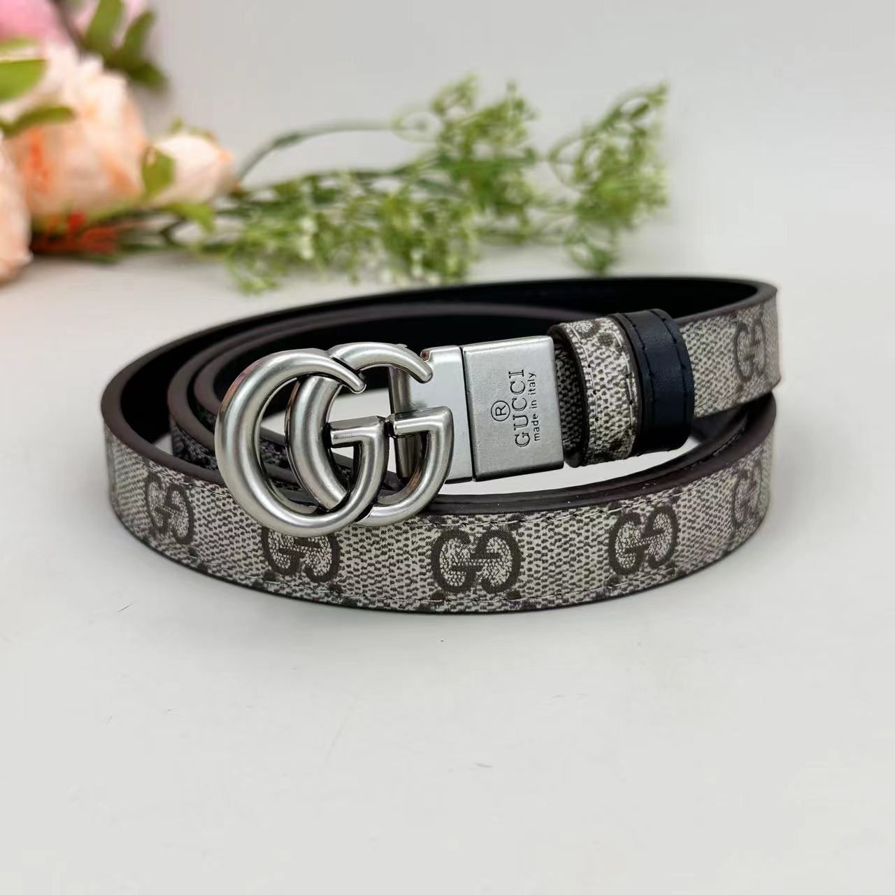 Floral Design Good Belt (Brown)