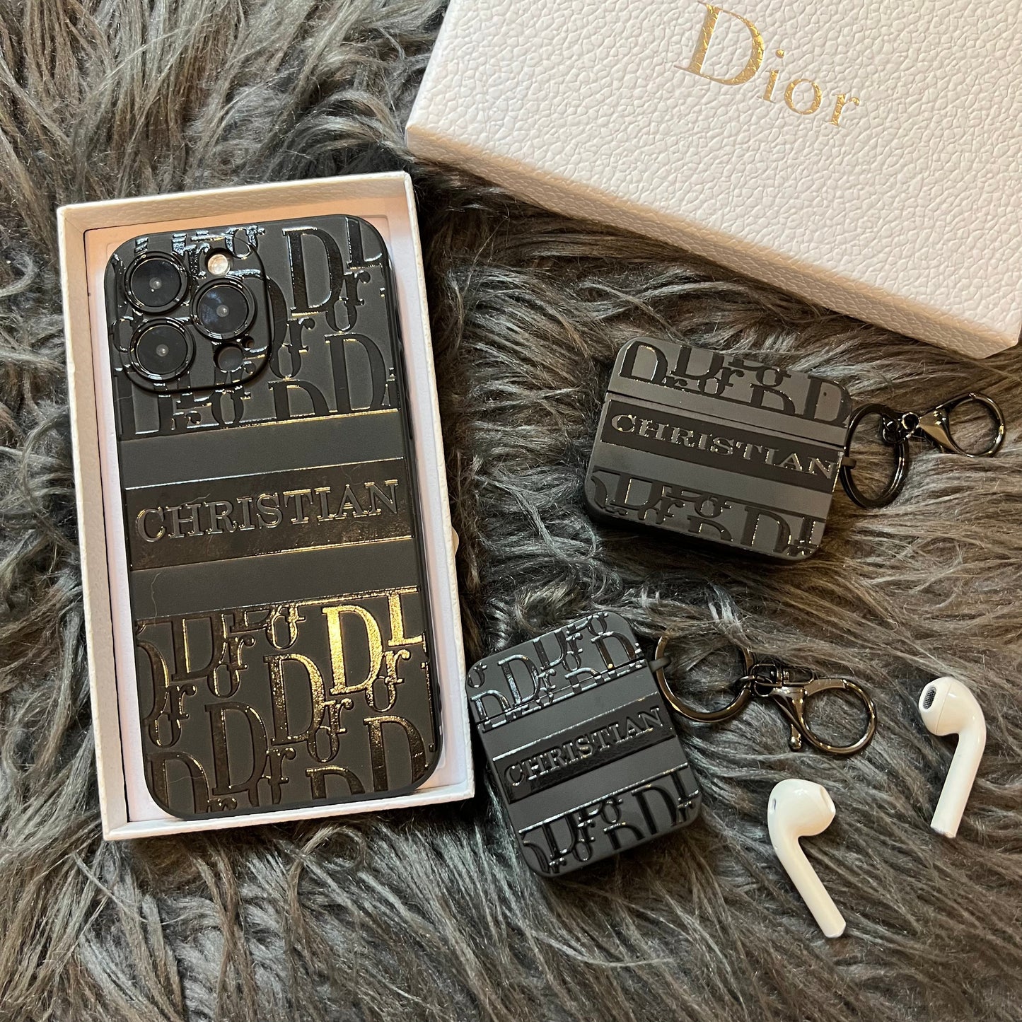 Schwarze trendige AirPods Hülle (Niedlich D)