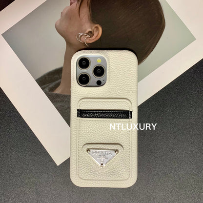 Litchi Pattern Phone Case with Pocket for iPhone