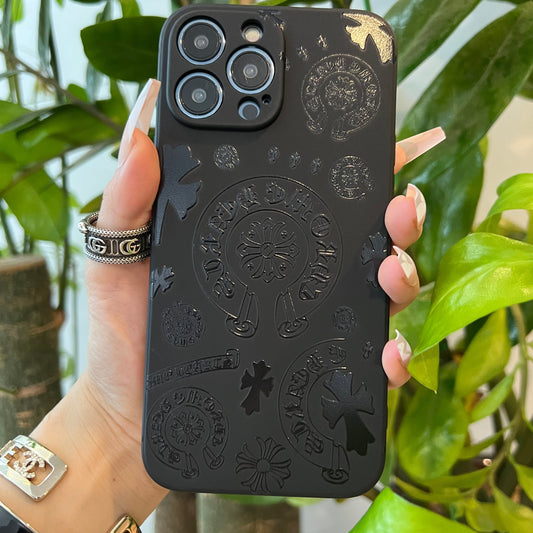 Coque de téléphone noire tendance (Cœur amusant)