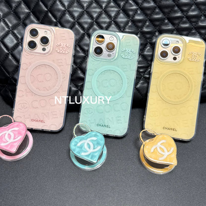 Cute Heart Design Phone Case with MagSafe Holder