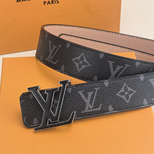 Ceinture Double Cœur Boucle 2 Couleurs (Motif Noir)