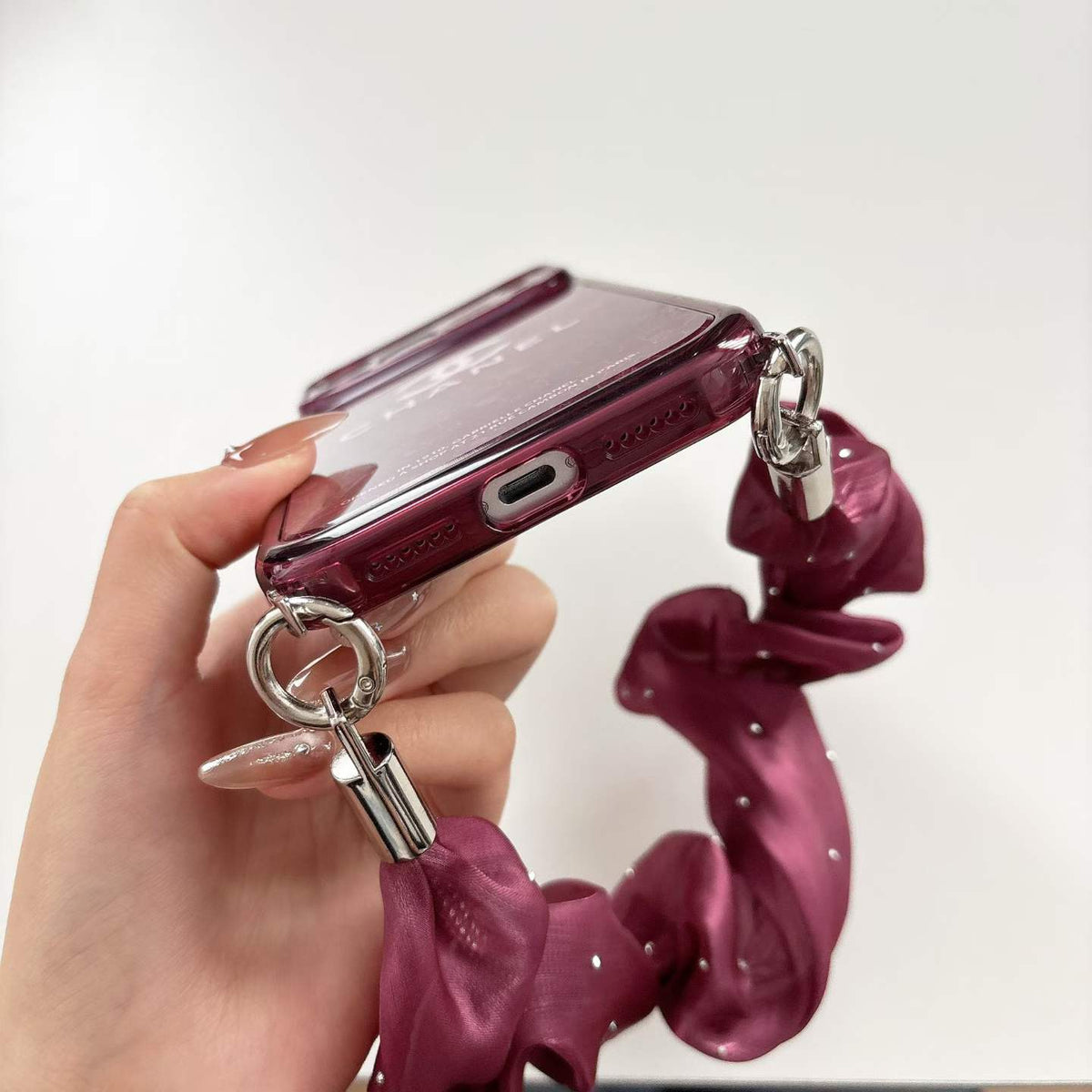 Burgundy CC Fancy Phone Case With Strap