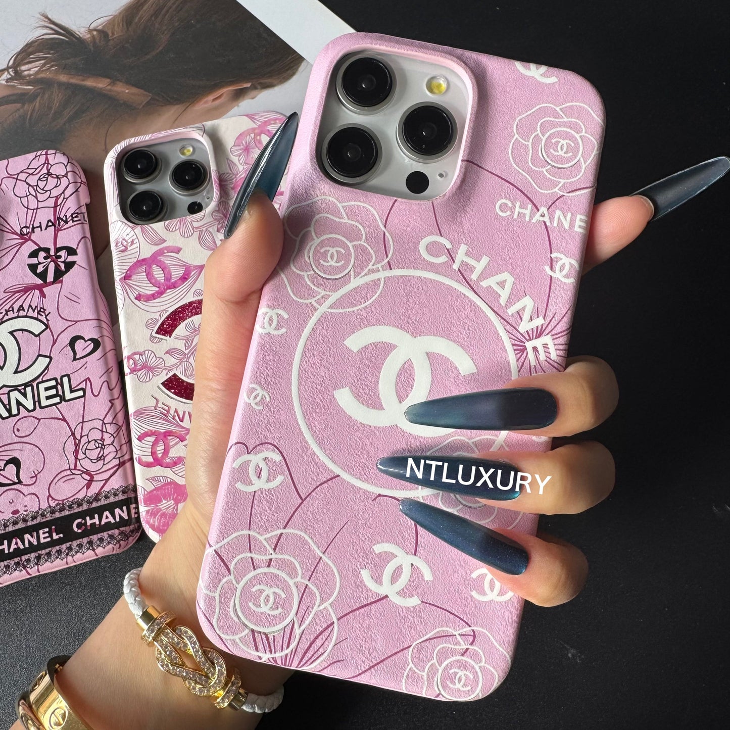 Coque de téléphone fille rose à fleurs CC