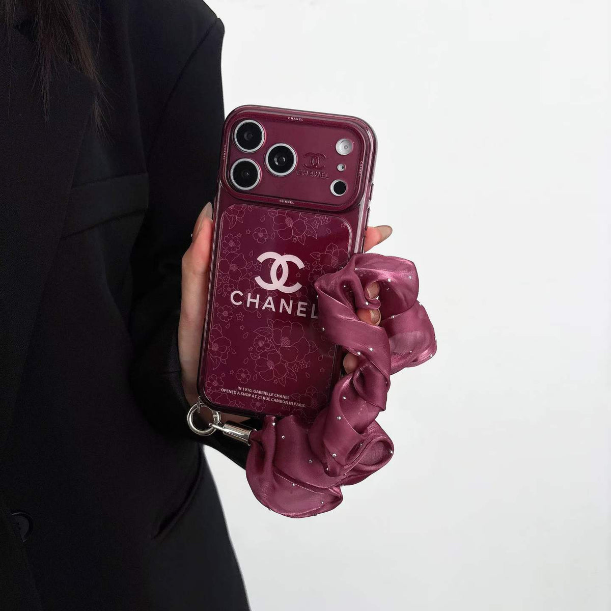 Burgundy CC Fancy Phone Case With Strap