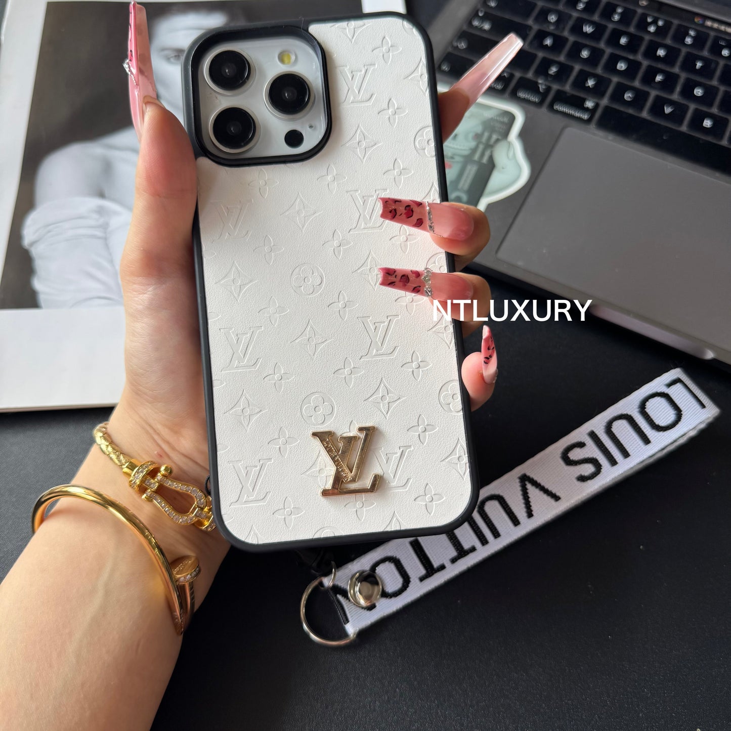 Pure Press Floral Design Phone Case with Stripe