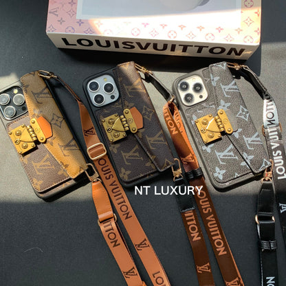 Étui de téléphone avec porte-cartes et cordon, design de verrouillage unique (3 pièces)