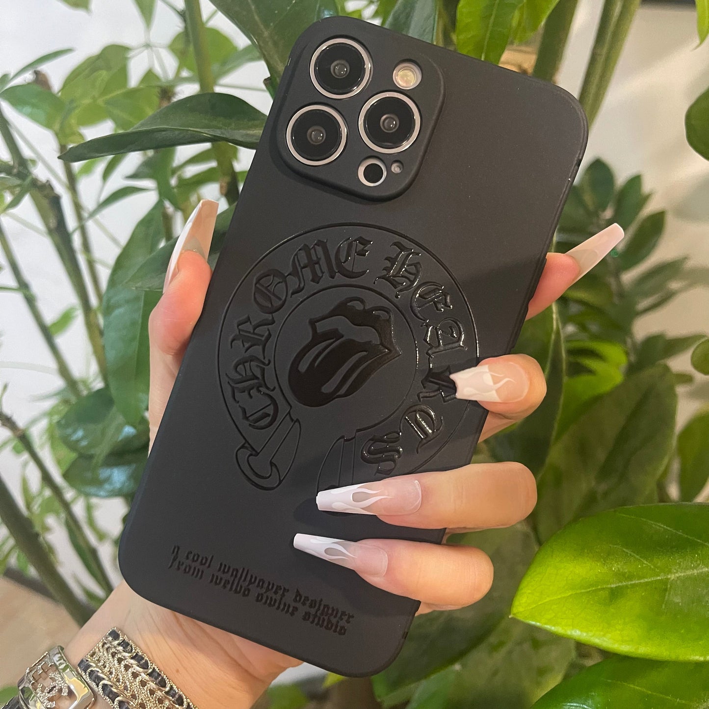 Coque de téléphone noire tendance (Cœur et lèvres)