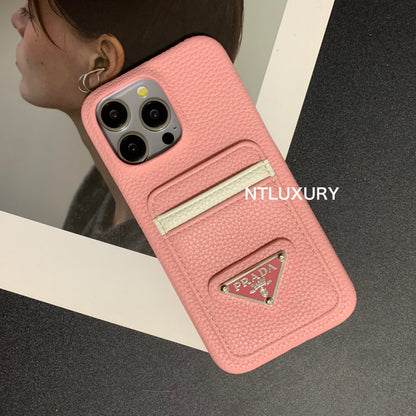 Litchi Pattern Phone Case with Pocket for iPhone