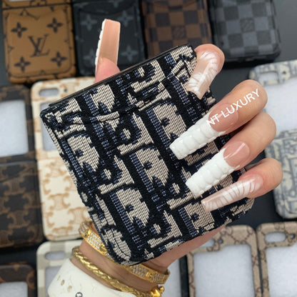 Vintage Floral Case For Z-Flip Series with Pocket (Black Dove)