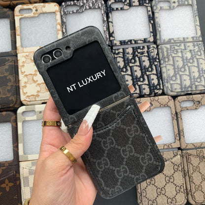 Vintage Floral Case For Z-Flip Series with Pocket (Black Good)