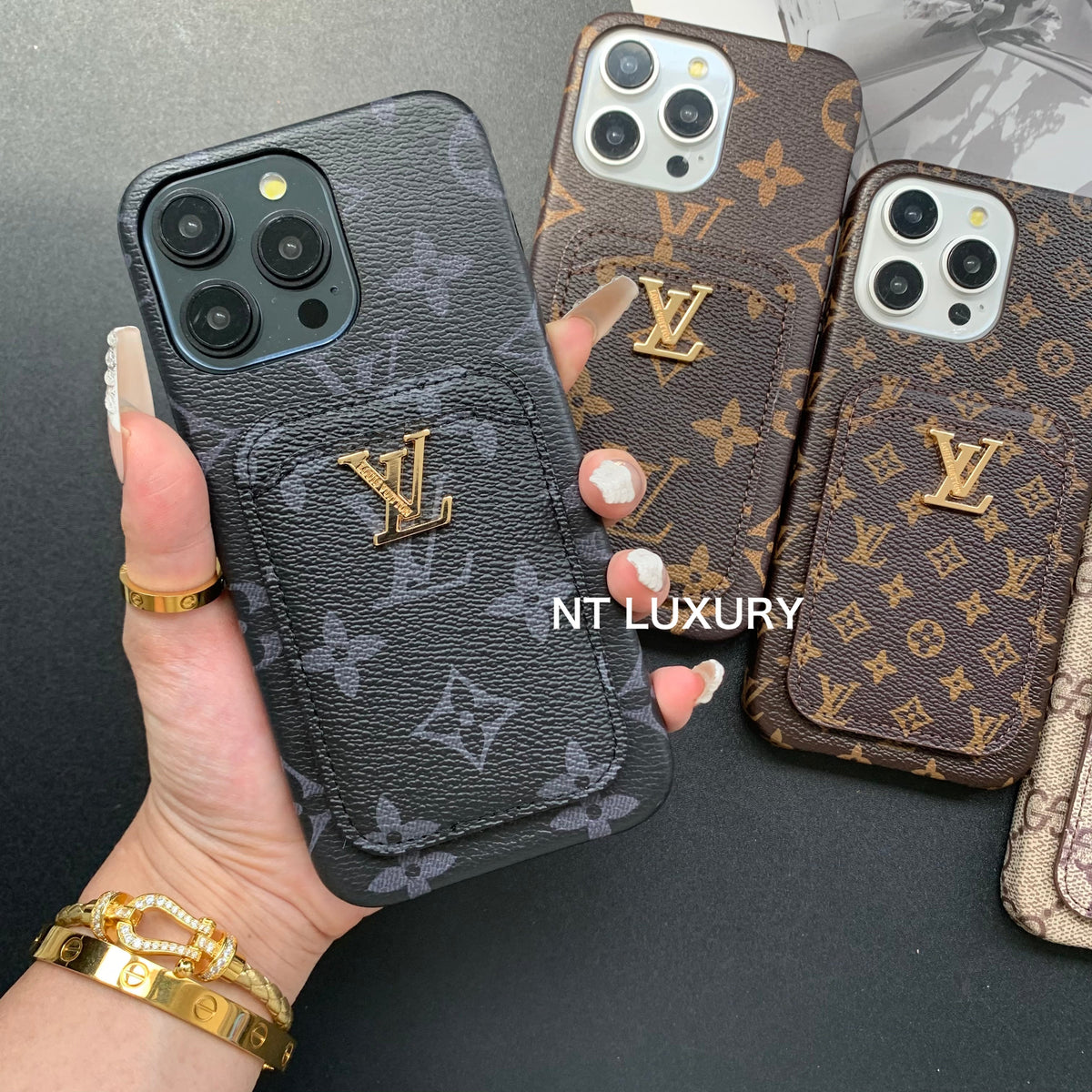 Coque de téléphone à motif cœur avec porte-monnaie