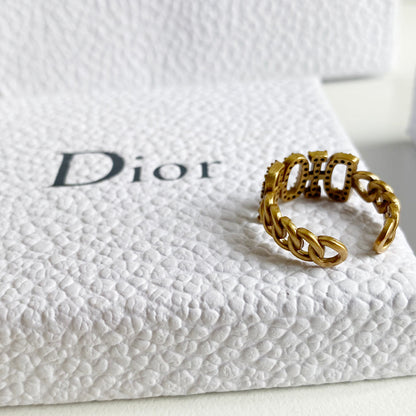 Bague ouverte vintage avec chaîne