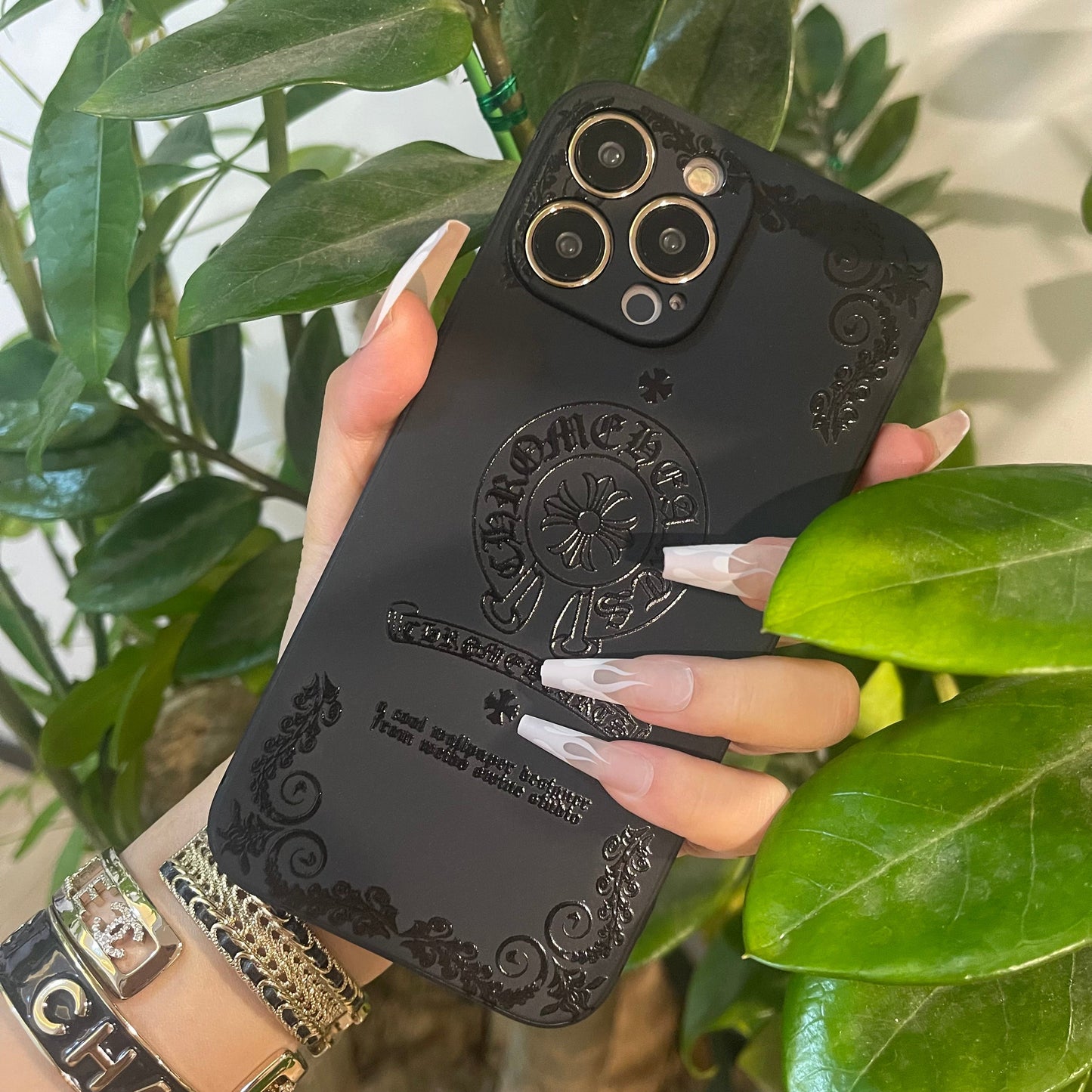 Coque de téléphone noire tendance (Cœur)