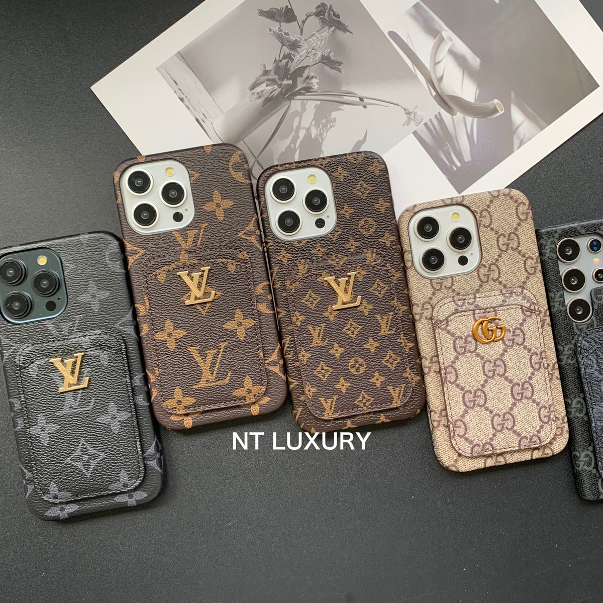 Coque de téléphone à motif cœur avec porte-monnaie