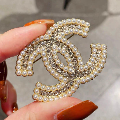 Elegant Pearl Logo Brooch