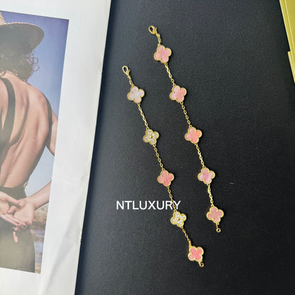 Bracelet Fille coquillage et Feuilles brillantes (Rose)