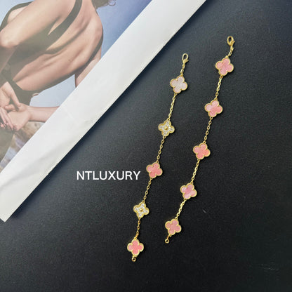 Bracelet Fille coquillage et Feuilles brillantes (Rose)