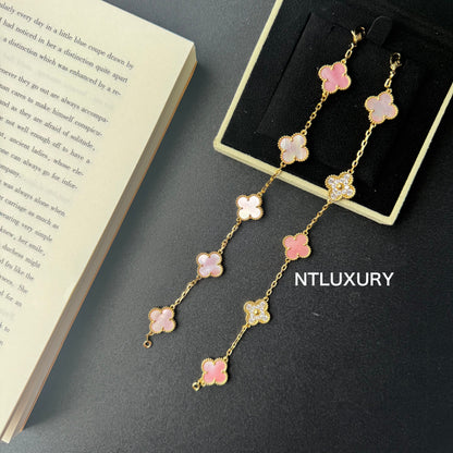 Bracelet Fille coquillage et Feuilles brillantes (Rose)