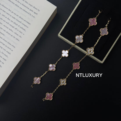 Bracelet Fille coquillage et Feuilles brillantes (Rose)