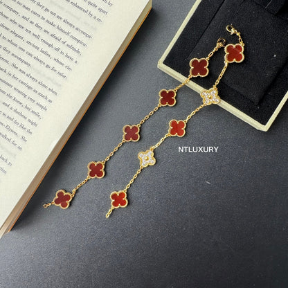 Armband "Muschel-Mädchen & Glänzende Blätter" (Rot)
