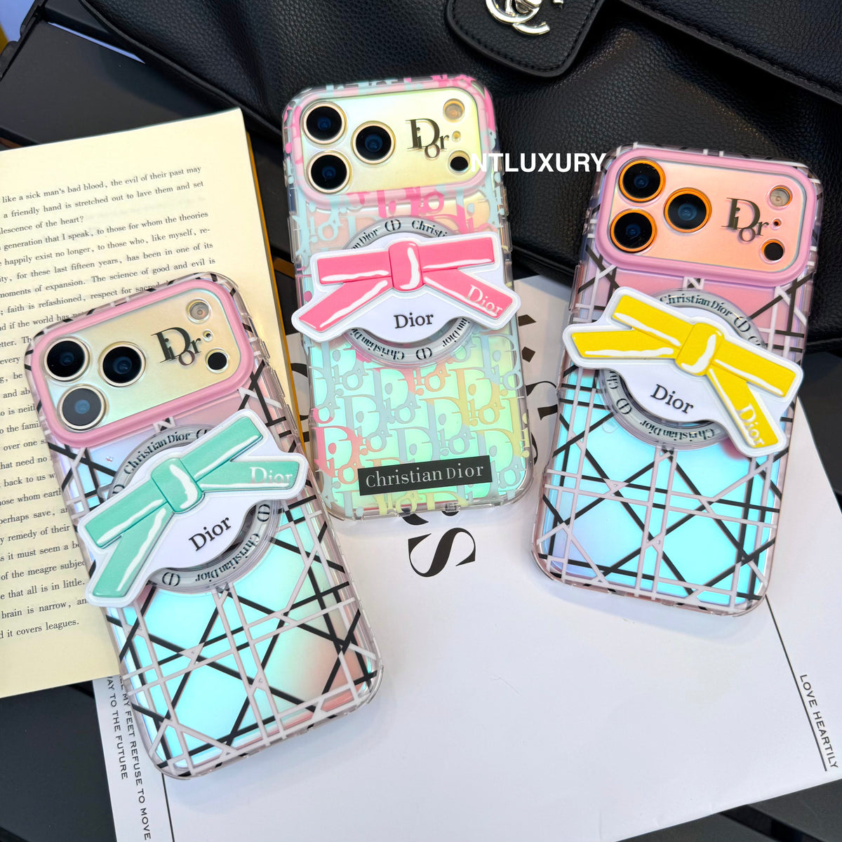 Chameleon Dove Magsafe Phone Case with Bow Knot Holder