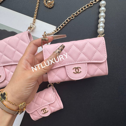 Coco Fine Wallet 3 Set (Litchi Pink)
