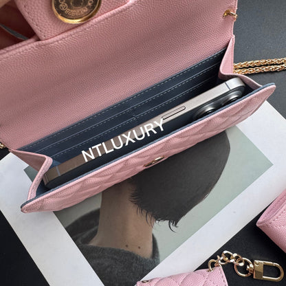 Coco Fine Wallet 3 Set (Litchi Pink)