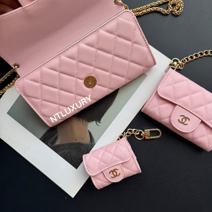 Coco Fine Wallet 3 Set (Litchi Pink)