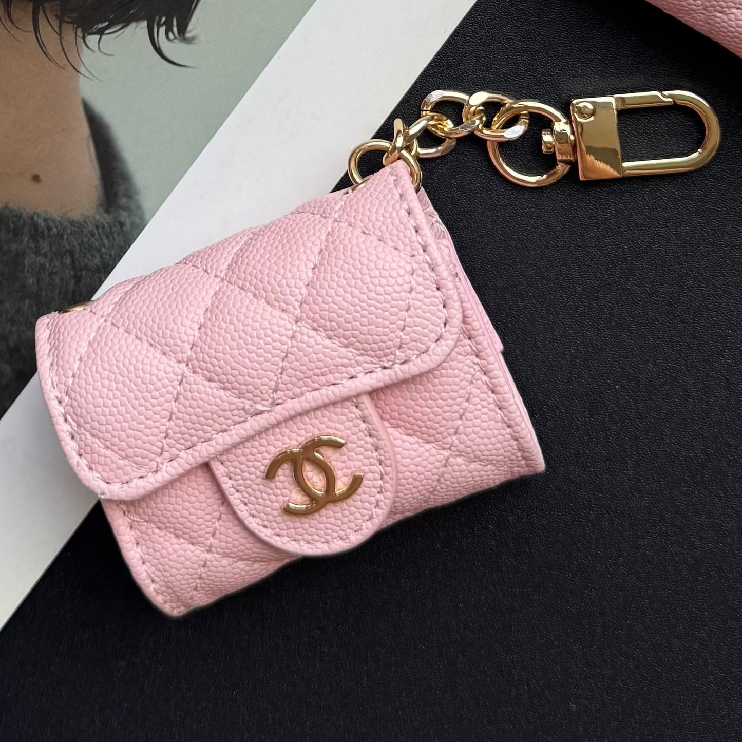 Portefeuille Coco Fine 3 pièces (Rose Litchi)
