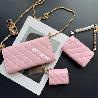 Coco Fine Wallet 3 Set (Litchi Pink)