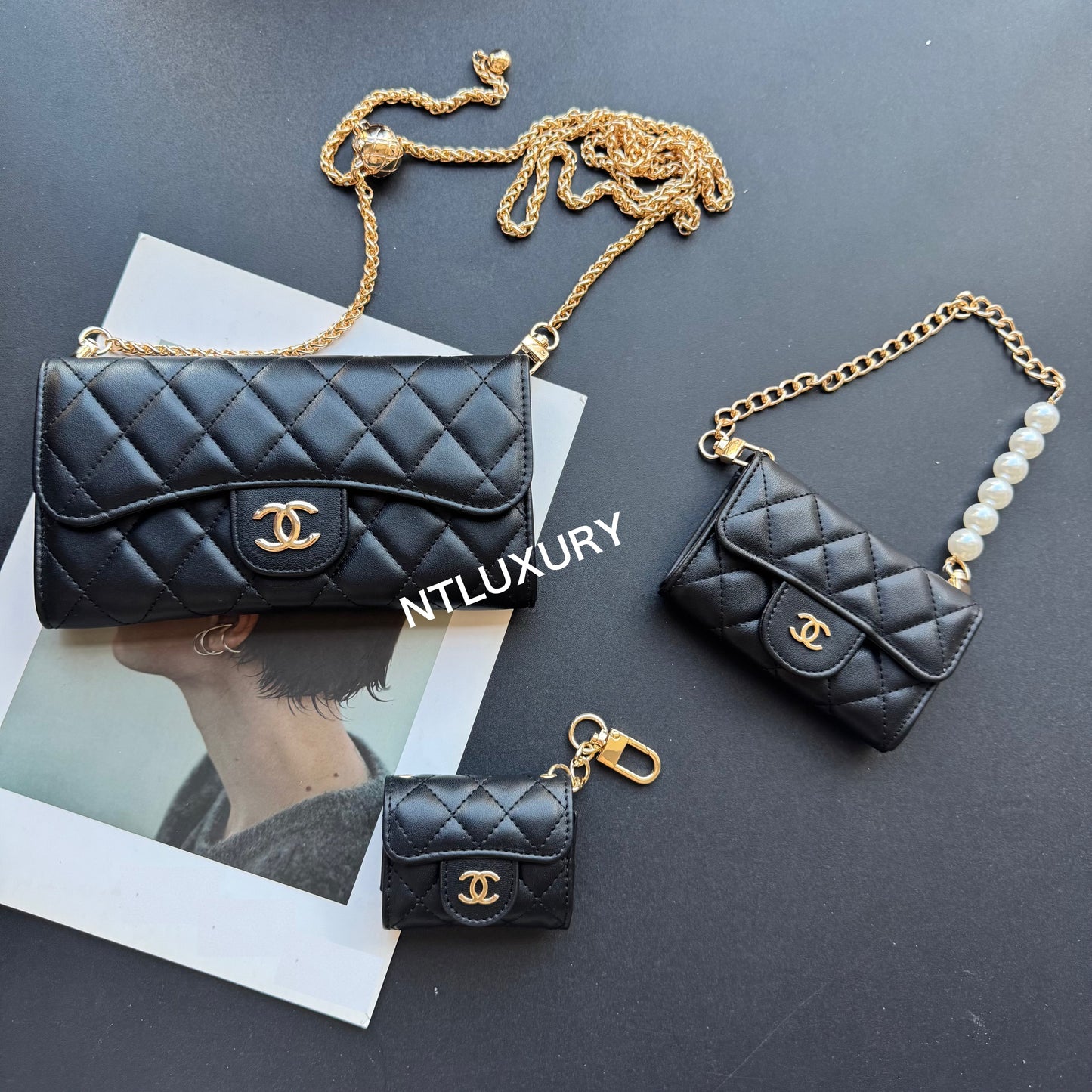 Portefeuille Coco Fine Set de 3 (Noir)