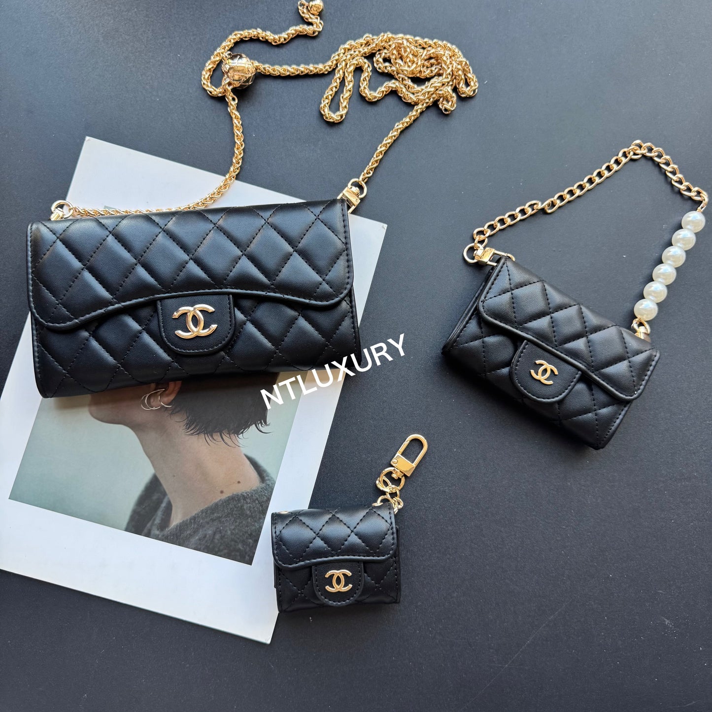 Portefeuille Coco Fine Set de 3 (Noir)