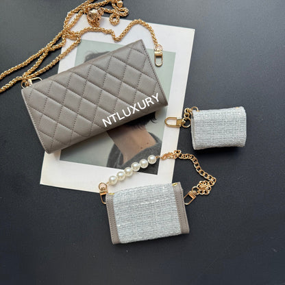 Portefeuille Coco Fine 3 pièces (patch gris)