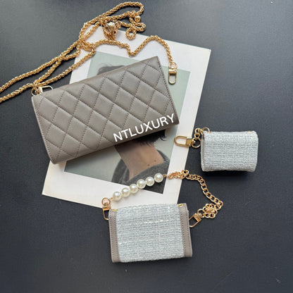 Portefeuille Coco Fine 3 pièces (patch gris)