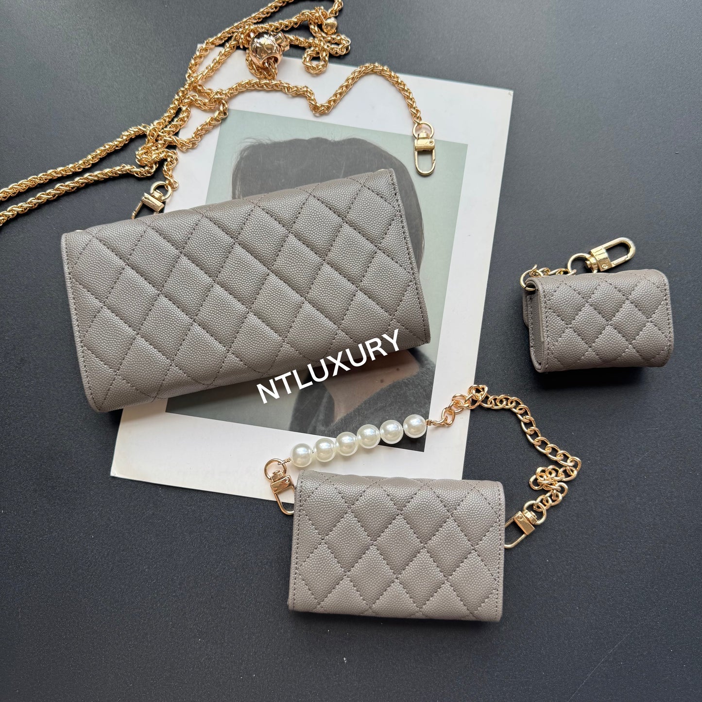 Portefeuille fin Coco, lot de 3 (gris)