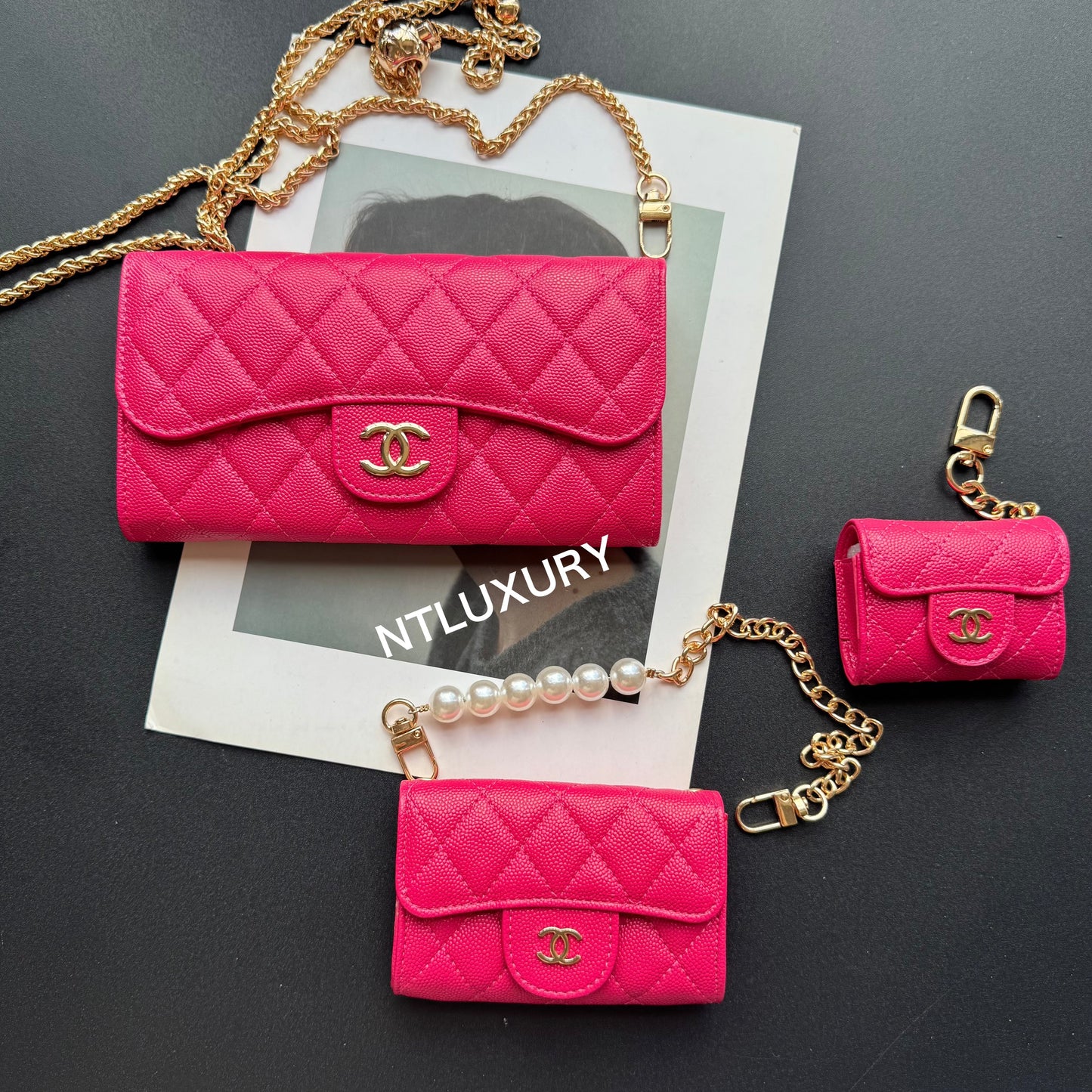 Coco Fine Wallet Ensemble de 3 (Magenta)