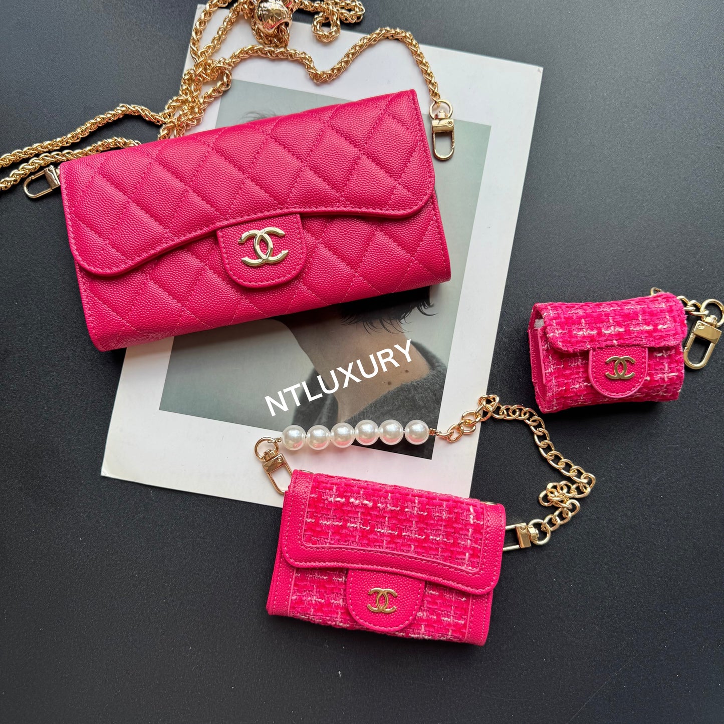 Coco Fine Wallet Ensemble de 3 (Magenta)
