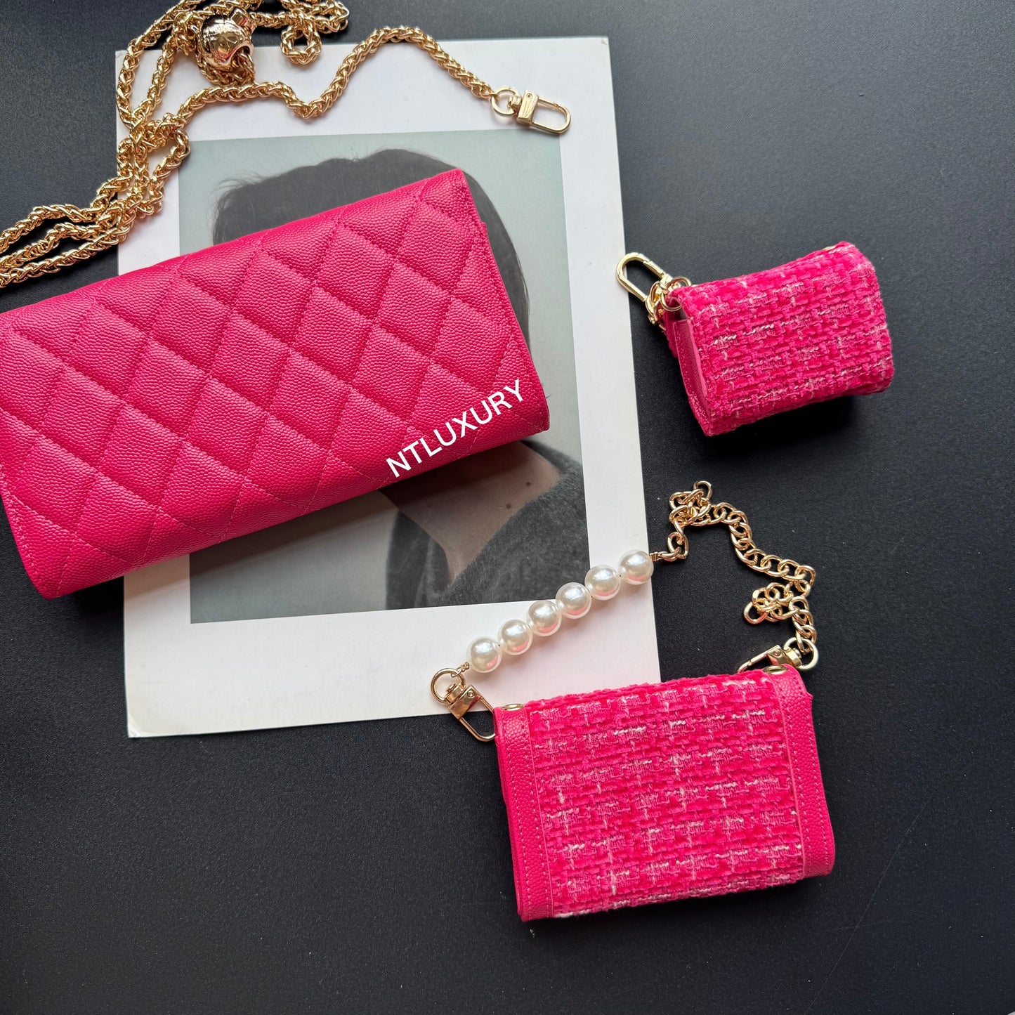 Coco Fine Wallet Ensemble de 3 (Magenta)