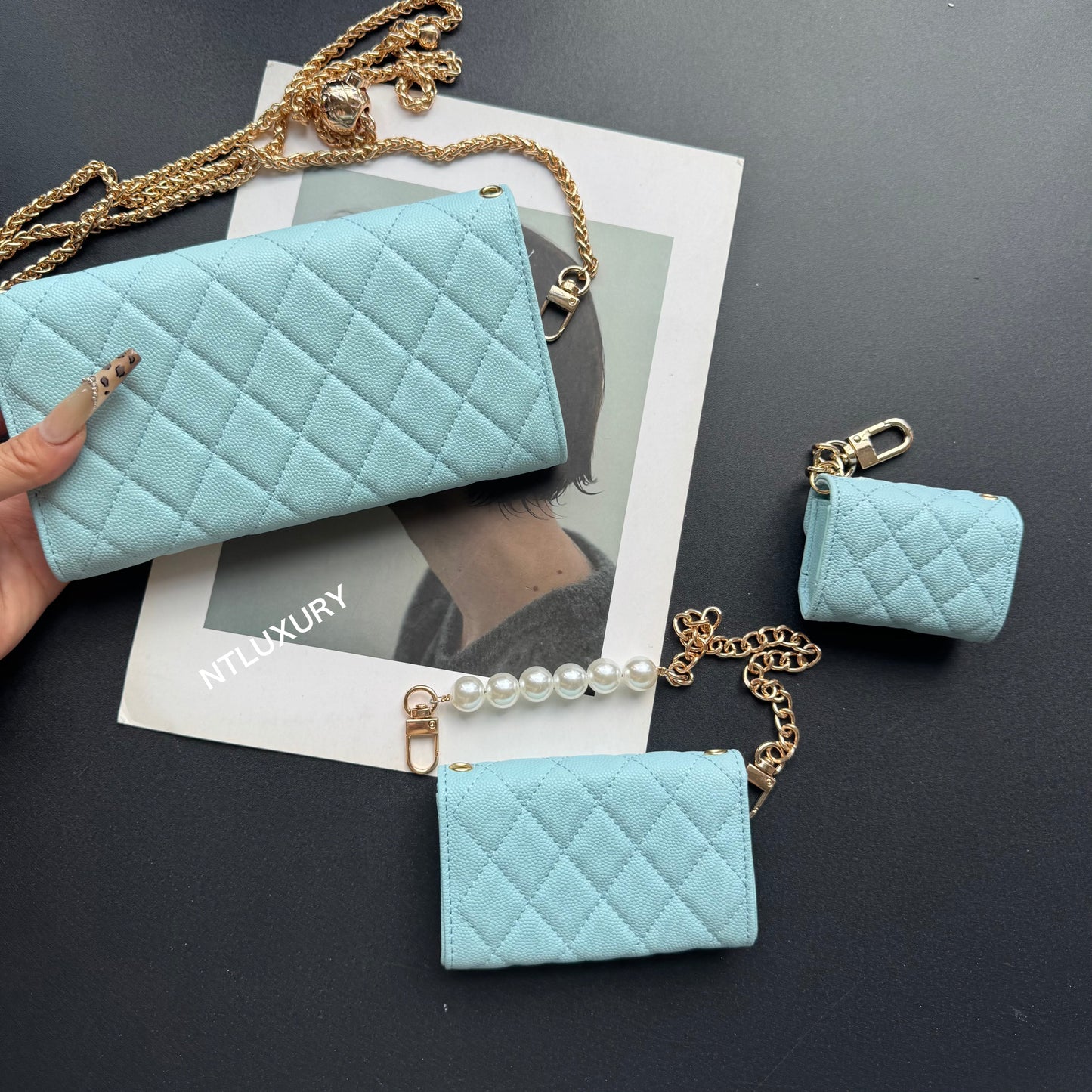 Portefeuille Coco Fine Set de 3 (Bleu ciel)