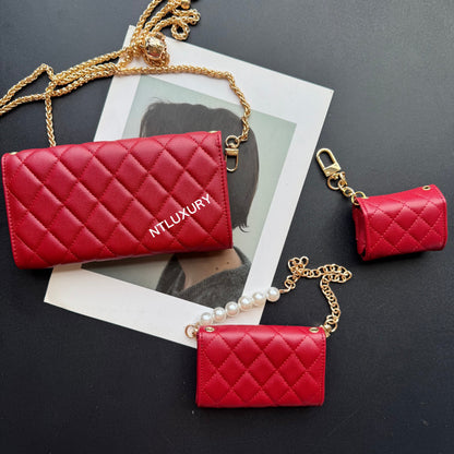 Portefeuille fin Coco, lot de 3 (rouge foncé)